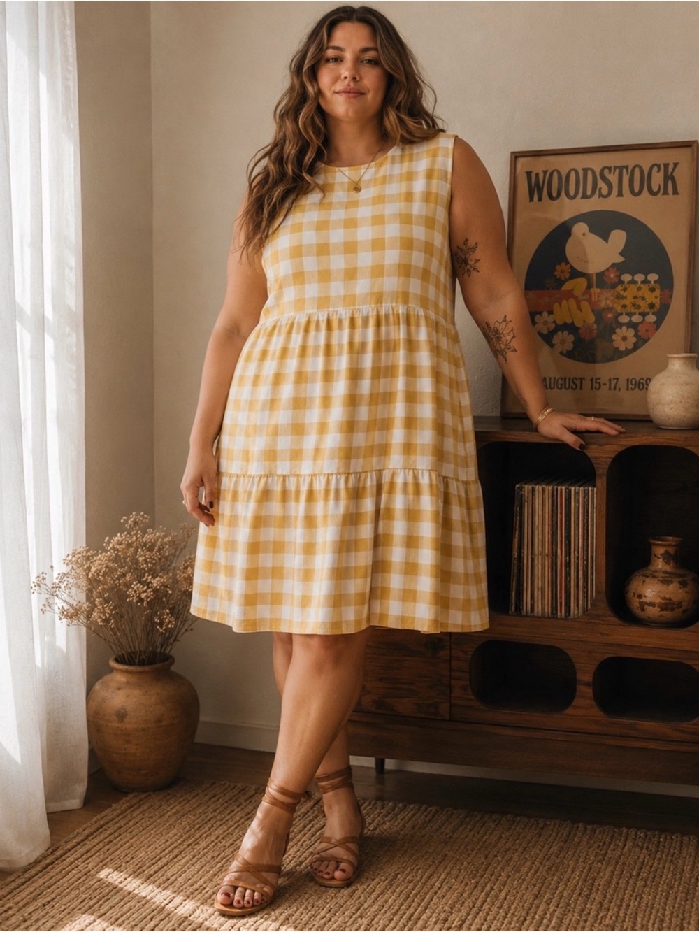 Yellow Gingham Check fall pumpkin patch photo shoot Dress 2x xxl